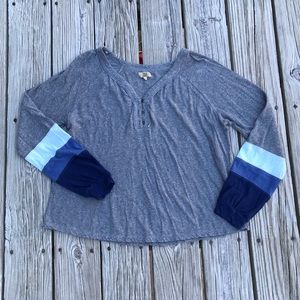 Ladies TRUE CRAFT Colorblock Camp Henley Knit Top Shirt L